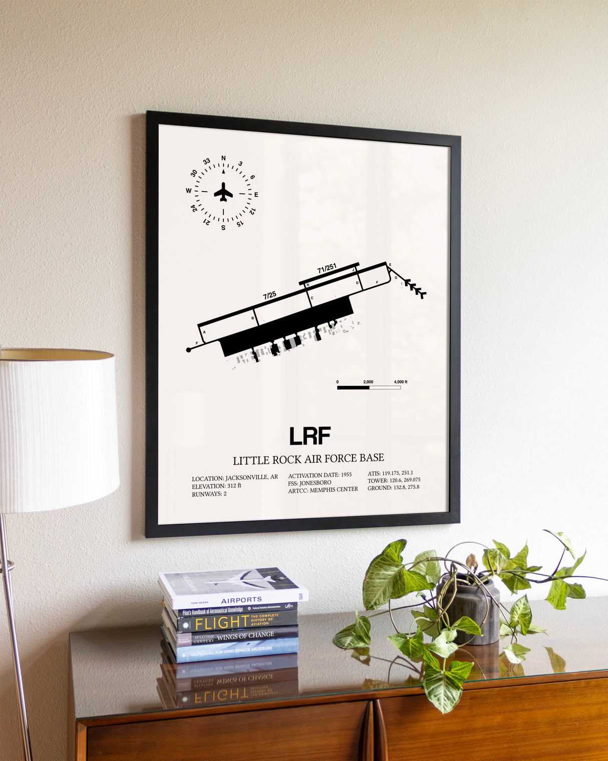 Little Rock Air Force Base aviation wall décor in black wood frame