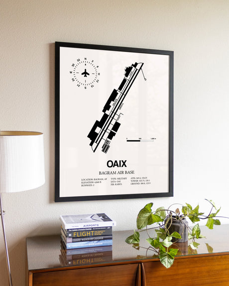 Bagram Air Base aviation wall décor in black wood frame