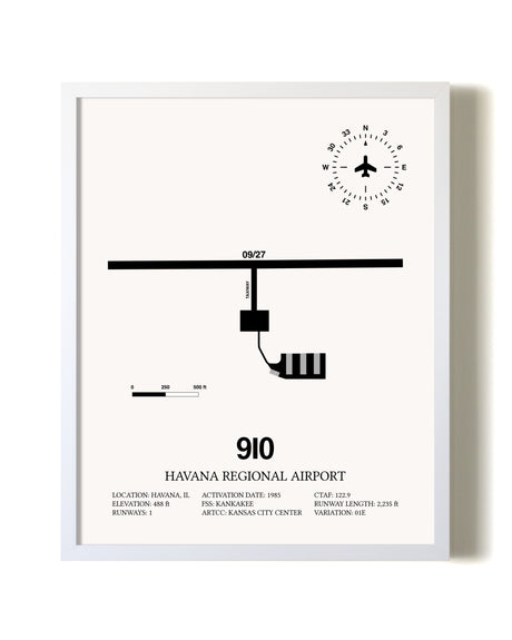Havana Regional Airport airport map poster in oak frame