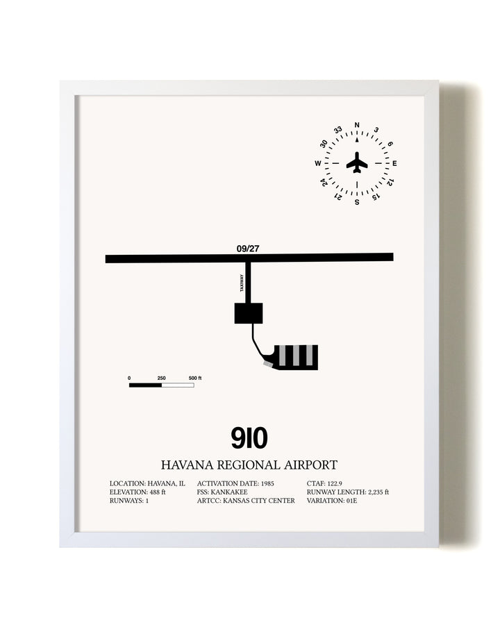Havana Regional Airport airport map poster in oak frame