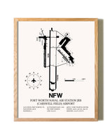 Fort Worth Naval Air Station JRB (Carswell Field) Airport framed print in natural wood frame