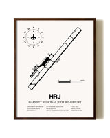 Harnett Regional Jetport Airport aviation print in walnut frame