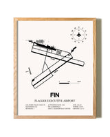 Flagler Executive Airport framed print in natural wood frame