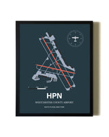 Slate Framed Westchester County Airport wall art poster in black frame
