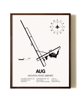 Augusta State Airport aviation print in walnut frame