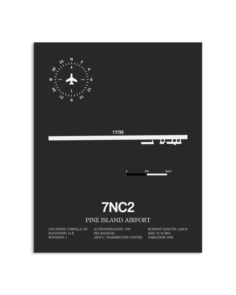 Gray Framed Pine Island Airport layout wall art poster