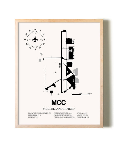 McClellan Airfield framed wall art in white frame
