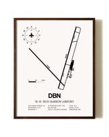 W H 'Bud' Barron Airport aviation print in walnut frame