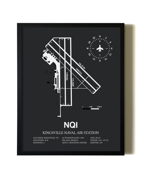 Unframed Kingsville Naval Air Station map print poster