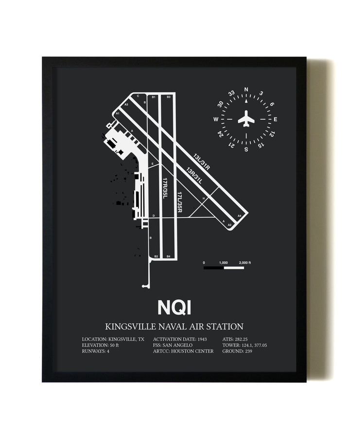 Unframed Kingsville Naval Air Station map print poster