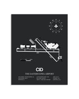 Gray Framed The Eastern Iowa Airport layout wall art poster