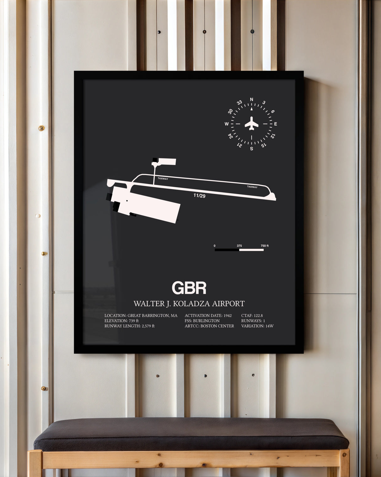Frame color options for Walter J. Koladza Airport Wall Art