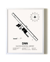 Dalton Municipal Airport airport map poster in oak frame