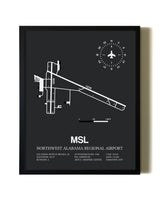 Unframed Northwest Alabama Regional Airport map print poster