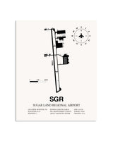 Gray Sugar Land Regional Airport framed poster displayed in an airplane hangar