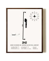 Jerry Sumners Sr. Aurora Municipal Airport aviation print in walnut frame