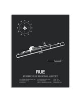 Gray Framed Russellville Regional Airport layout wall art poster