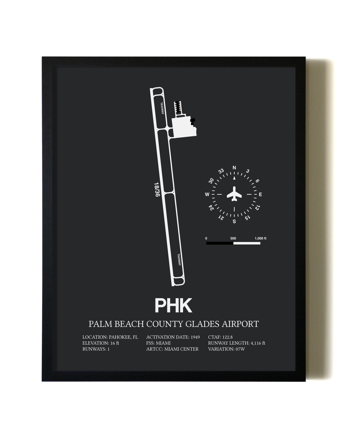 Unframed Palm Beach County Glades Airport map print poster