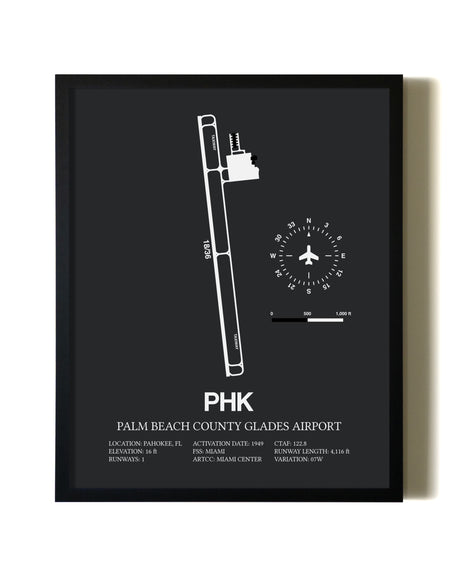 Unframed Palm Beach County Glades Airport map print poster