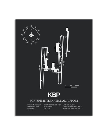 Gray Framed Boryspil International Airport layout wall art poster