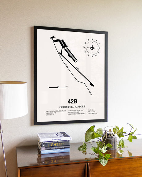 Goodspeed Airport aviation wall décor in black wood frame
