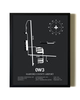 Unframed Harford County Airport map print poster