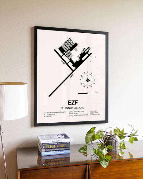 Shannon Airport aviation wall décor in black wood frame