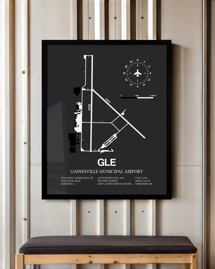 Frame color options for Gainesville Municipal Airport Wall Art
