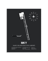 Gray Framed Marco Island Executive Airport layout wall art poster