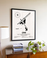 West Virginia International Yeager Airport aviation wall décor in black wood frame