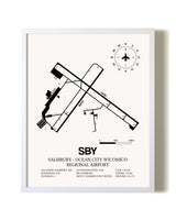 Salisbury-Ocean City Wicomico Regional Airport airport map poster in oak frame