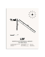 Gray North Platte Regional Airport / Lee Bird Field framed poster displayed in an airplane hangar