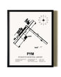 Framed Plymouth Municipal Airport wall art poster in black frame