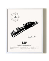 Santa Paula Airport airport map poster in oak frame