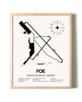 Topeka Regional Airport framed wall art in white frame