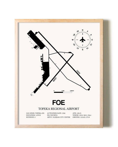 Topeka Regional Airport framed wall art in white frame