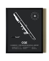 Unframed Cambridge-Dorchester Regional Airport map print poster