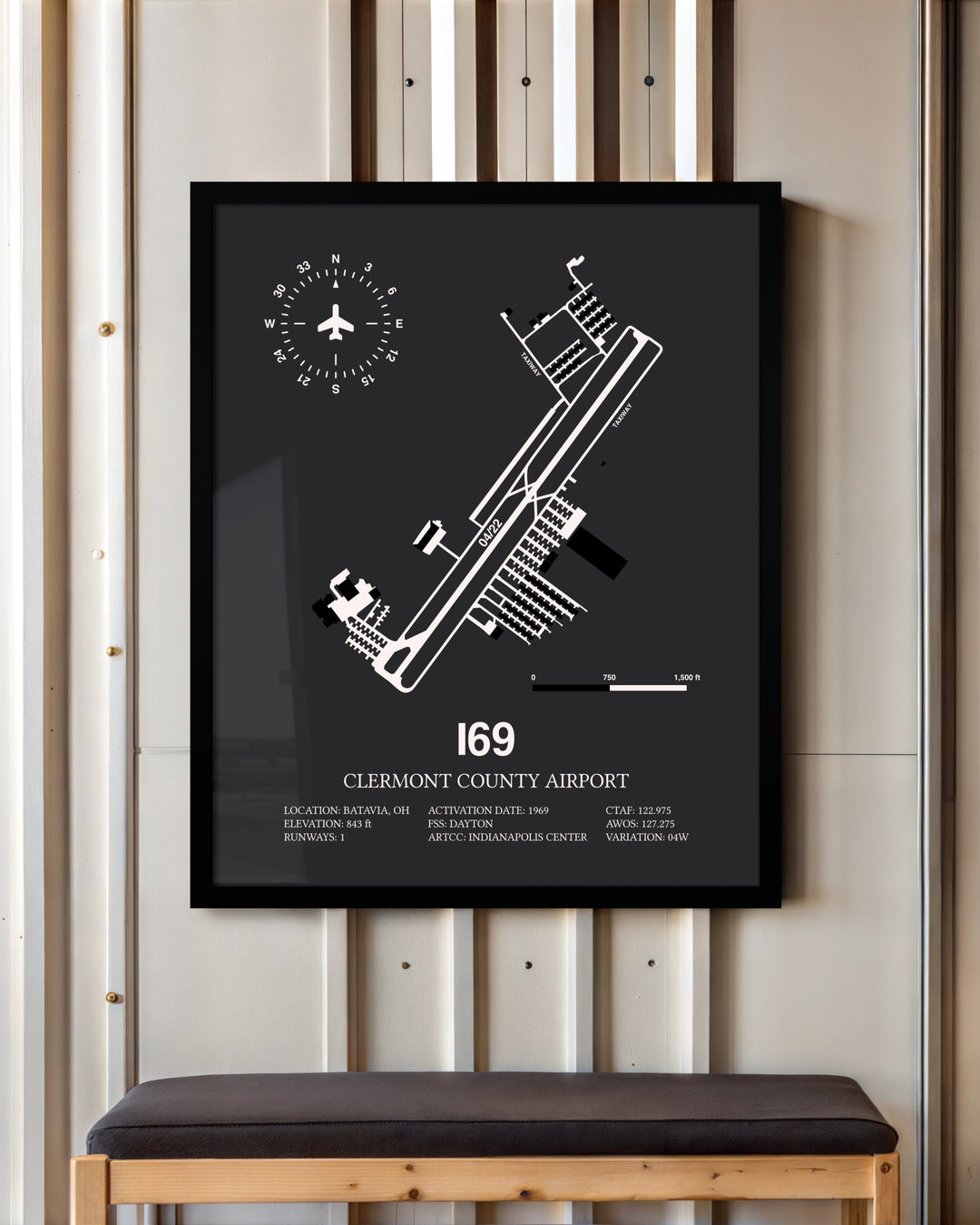 Frame color options for Clermont County Airport Wall Art