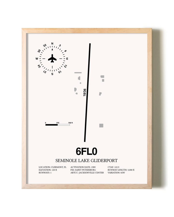 Seminole Lake Gliderport framed wall art in white frame