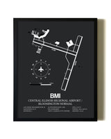 Unframed Central Illinois Regional Airport / Bloomington-Normal map print poster