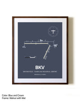 Brooksville-Tampa Bay Regional Airport aviation print in walnut frame with mat