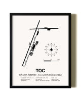 Framed Toccoa Airport - R.G. Letourneau Field wall art poster in black frame