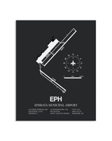 Gray Framed Ephrata Municipal Airport layout wall art poster