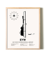 Key West International Airport framed wall art in white frame