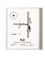 Fond Du Lac County Airport airport map poster in oak frame
