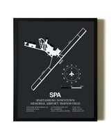 Unframed Spartanburg Downtown Memorial Airport / Simpson Field map print poster