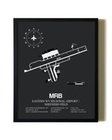 Unframed Eastern WV Regional Airport / Shepherd Field map print poster
