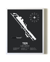 Lajes Airport airport map poster in oak frame