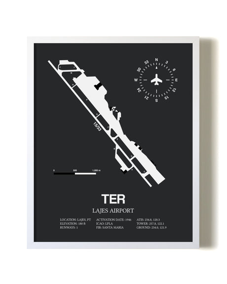 Lajes Airport airport map poster in oak frame
