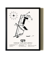 Framed Wheeler-Sack Army Airfield wall art poster in black frame